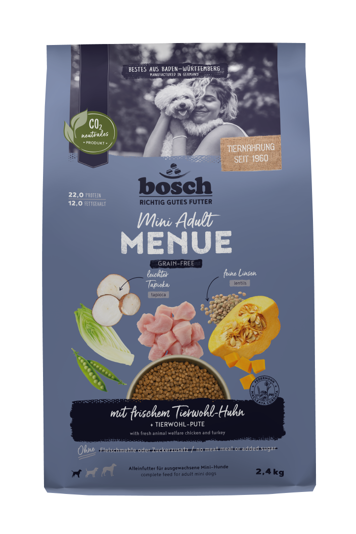 bosch Hunde-Trockenfutter HPC Menue Mini Adult mit Tierwohl-Huhn getreidefrei